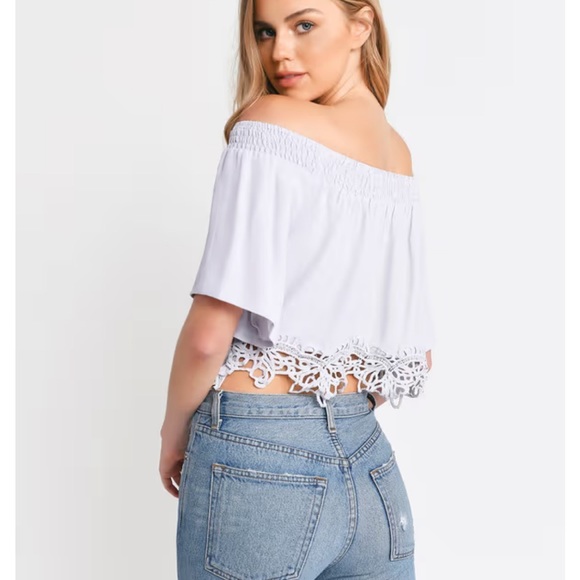 Tobi Dusty Pink Off Shoulder Crop - Size M - Picture 6 of 6